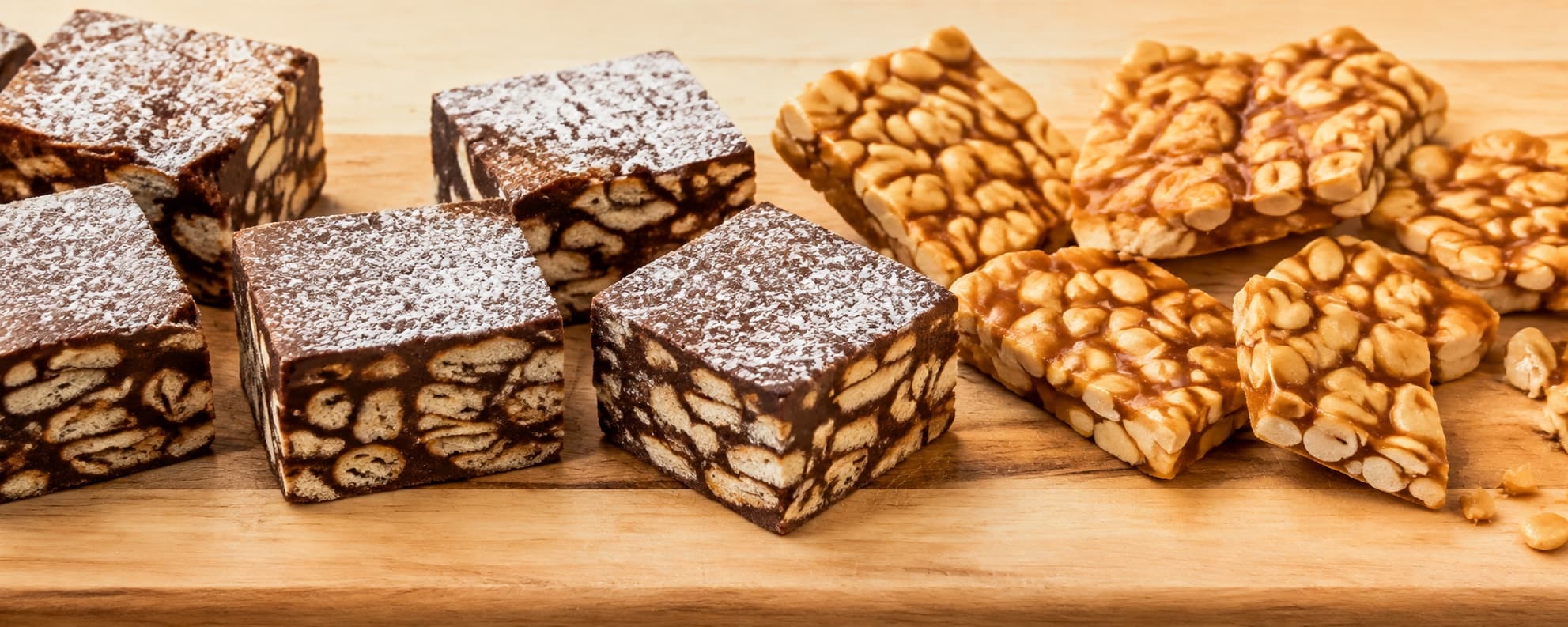 Doces de corte fatiados em quadradinhos